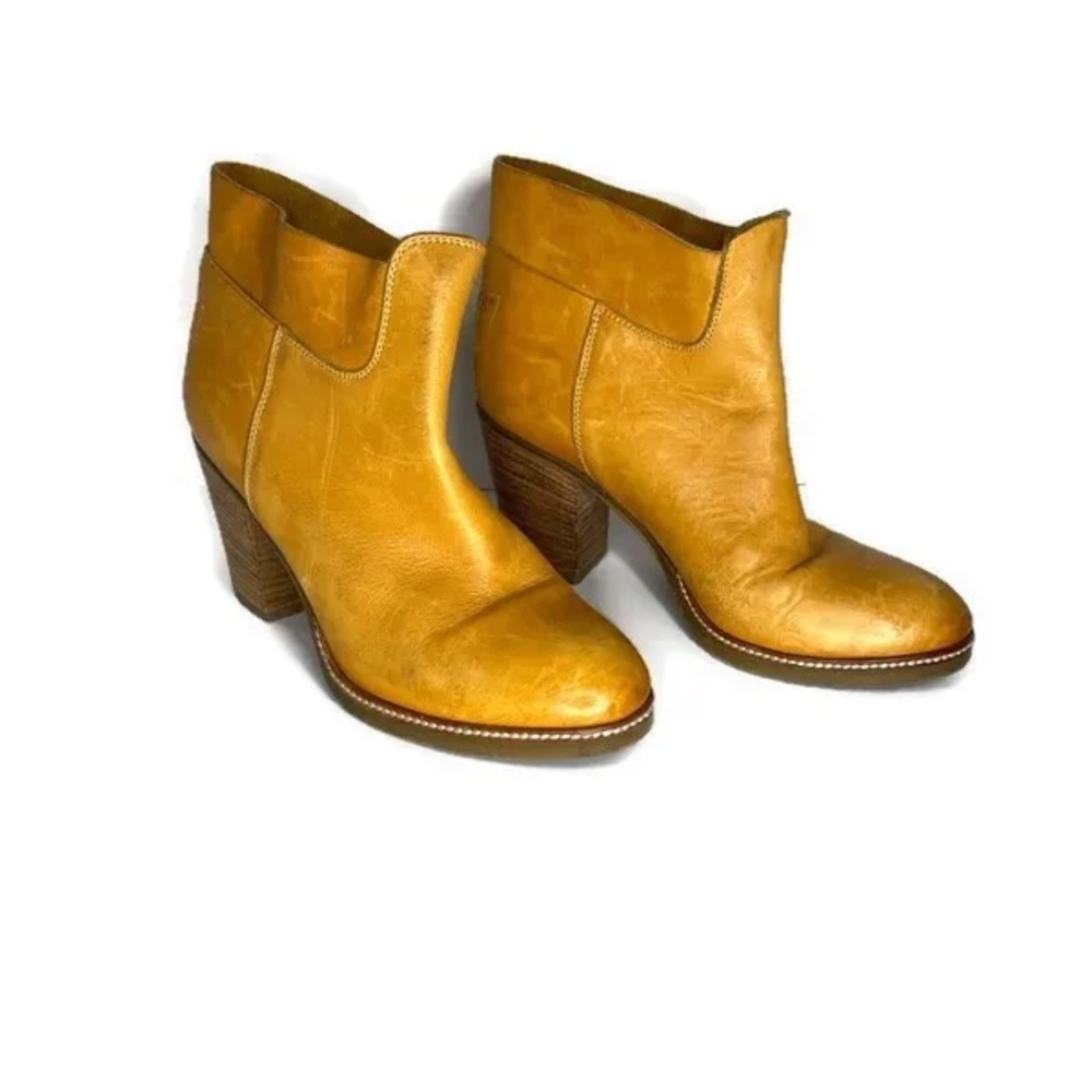 Shabbies Amsterdam Womens 39 US 8.5 Ankle Boots Cognac Tan Booties Leather 3" H - Picture 1 of 12